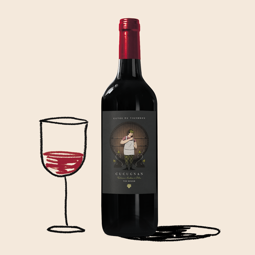 Mise en situation étiquette vin rouge