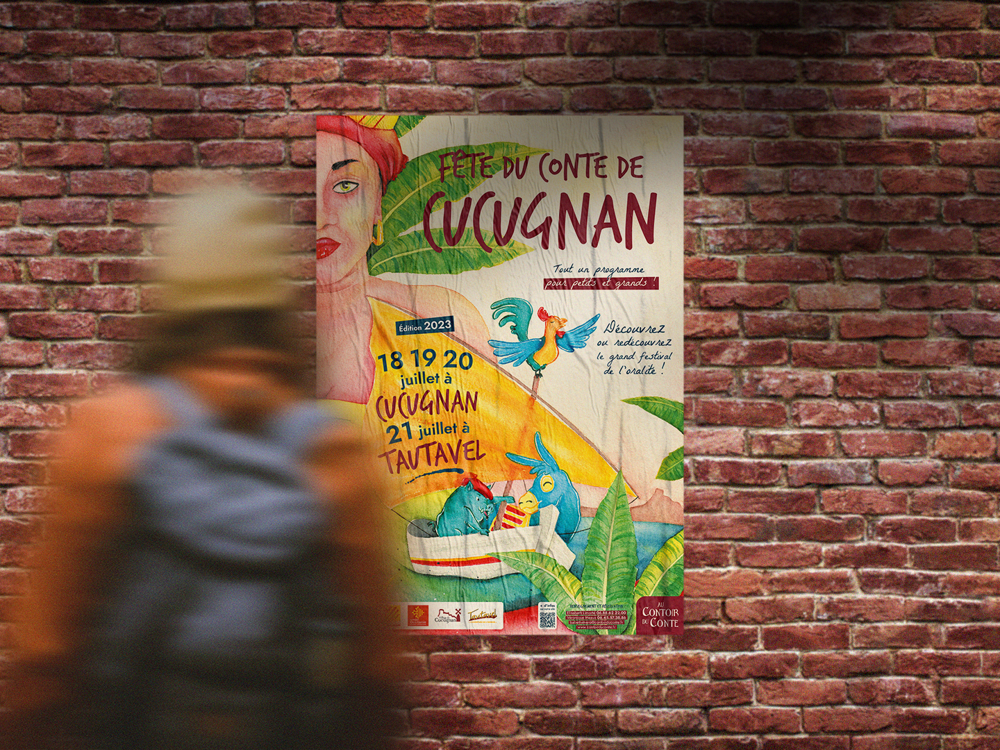 052023_Mockup-Affiche-Contoir-du-Conte_Rue Affiche de la Fête du Conte de Cucugnan 2023