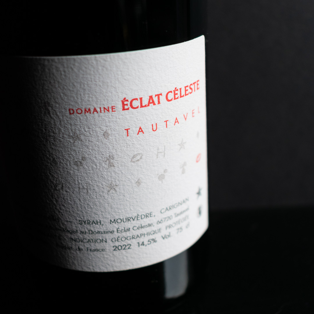 Détail d'étiquette de vin rouge de Tautavel.