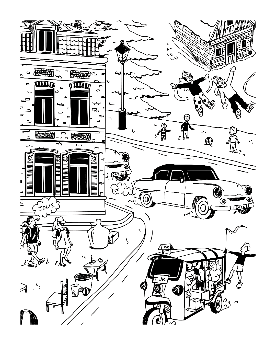 122024_Illustration-OuEstCharlie_CharlottePicouilla Encrage noir et blanc de l'illustration créée pour Sabrina.